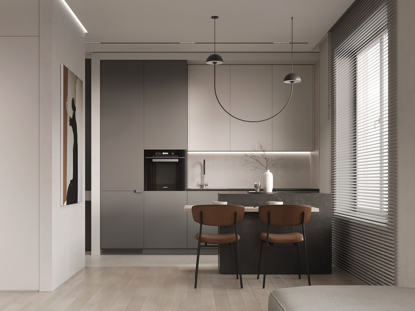 3ds max interior design  Minimalism interior visualization Визуализация интерьера дизайн интерьера интерьер кухня-гостиная минимализм в интерьере