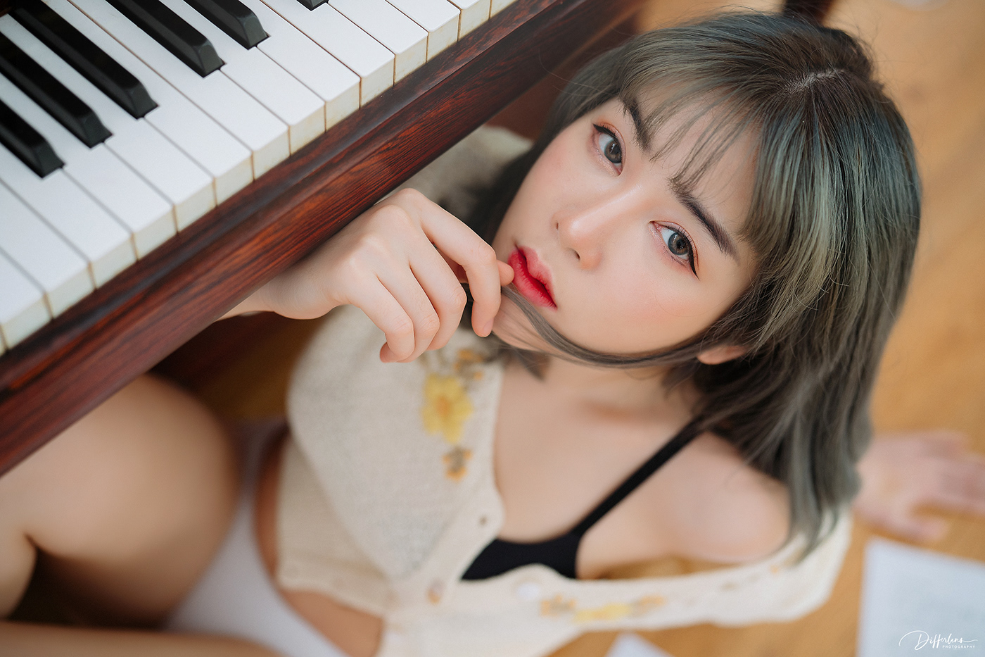 beauty cute girl music notebook Piano portrait sexy studio Thailand