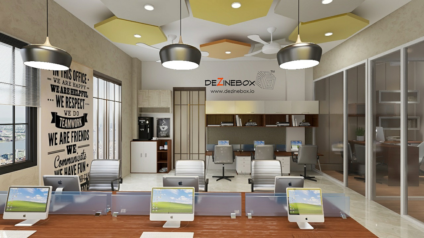 3D commercial space interior design  Office Design Render Showroom design