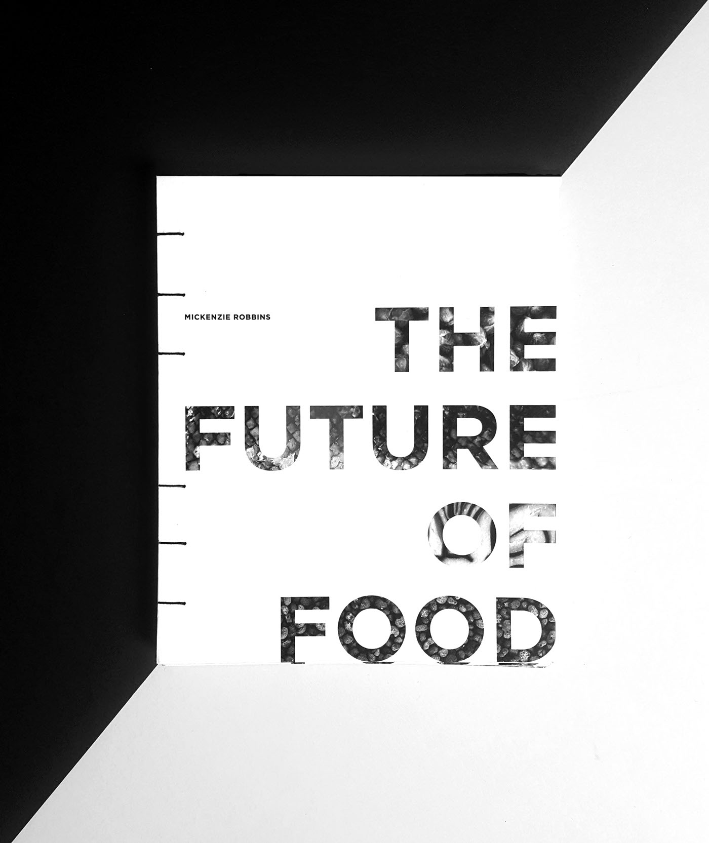 thesis book book design black White coptic Book Binding Food  future 3d printed