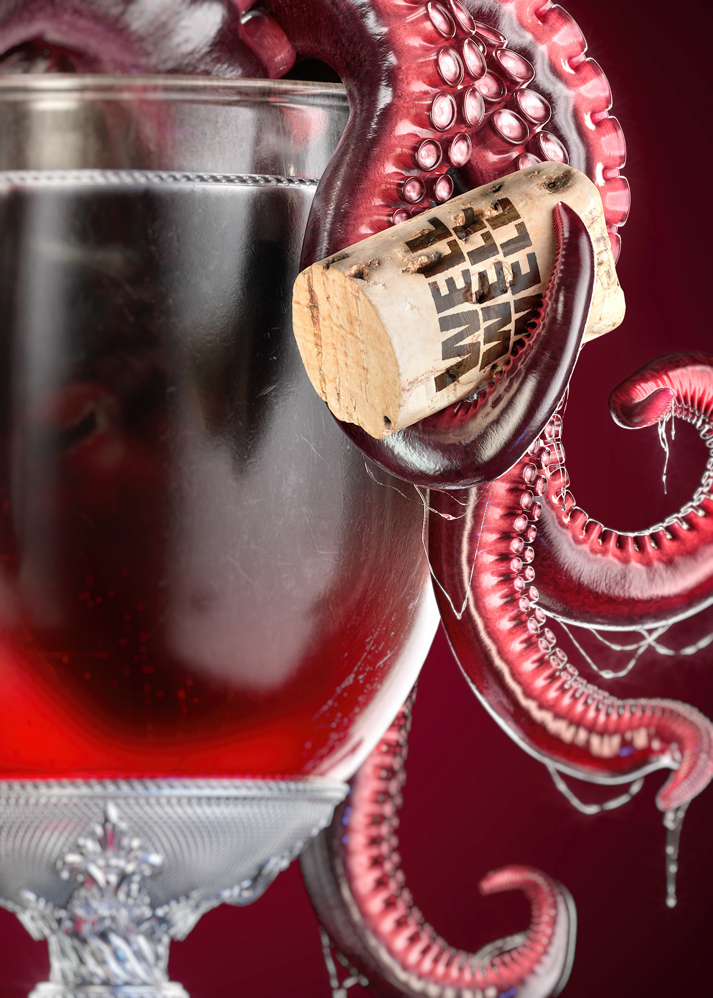 bones day of the dead octopus samovar skeleton skull tea tentacles wine wineglass