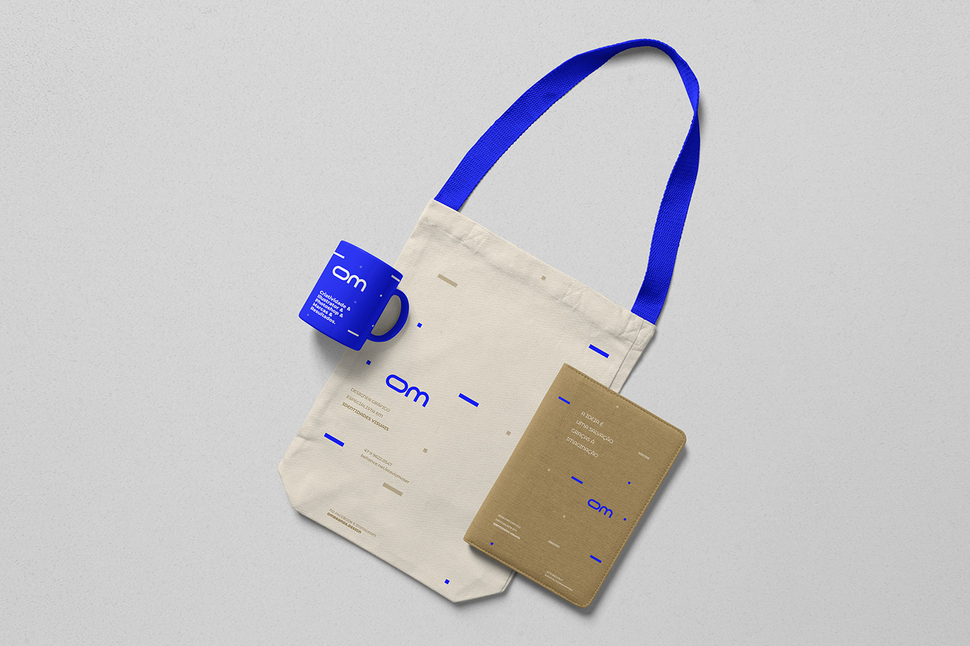 OM BRANDS brand design gráfico logo marca personal blue gold Minimalista clean