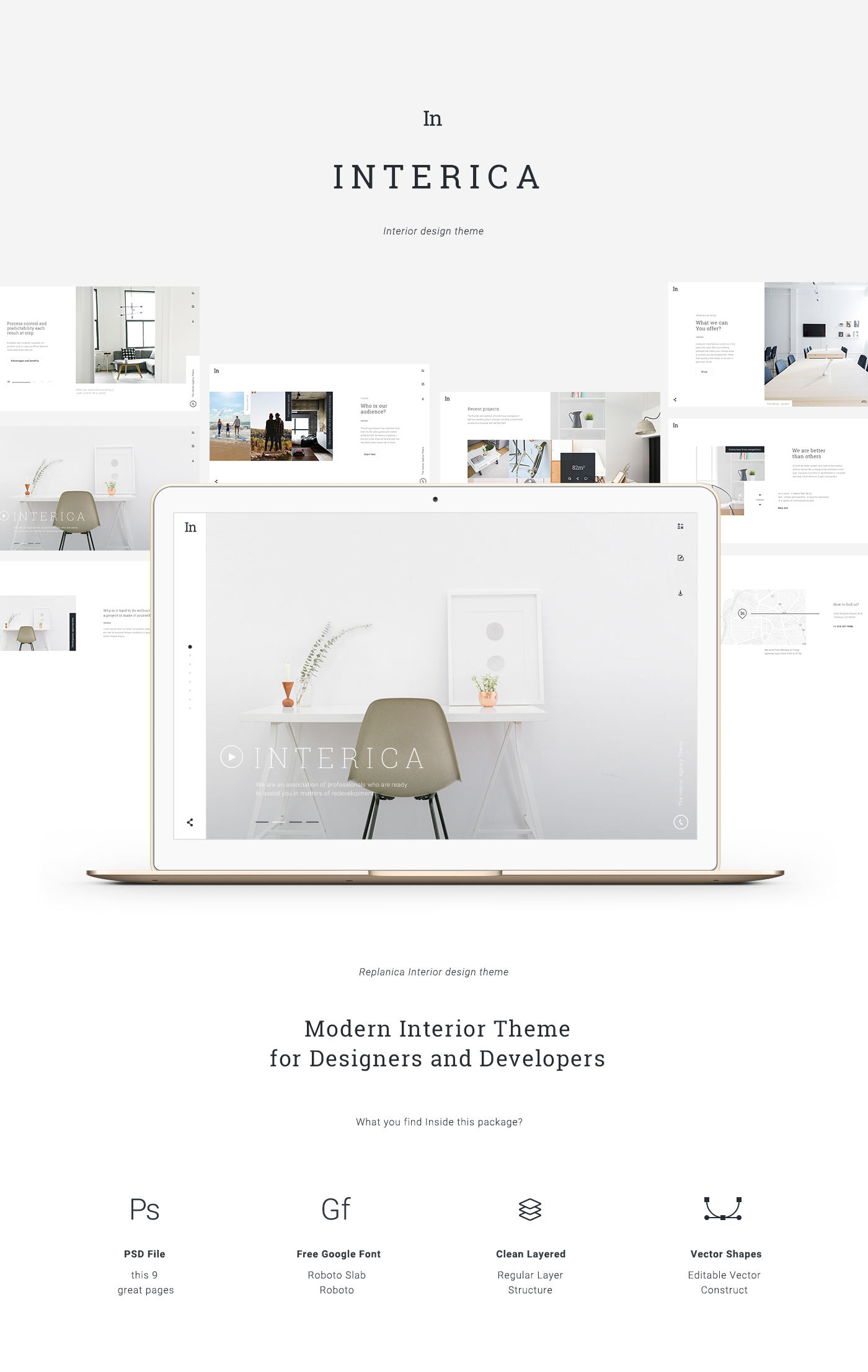 free Theme Interior Teamplate psd Webdesign UI ux