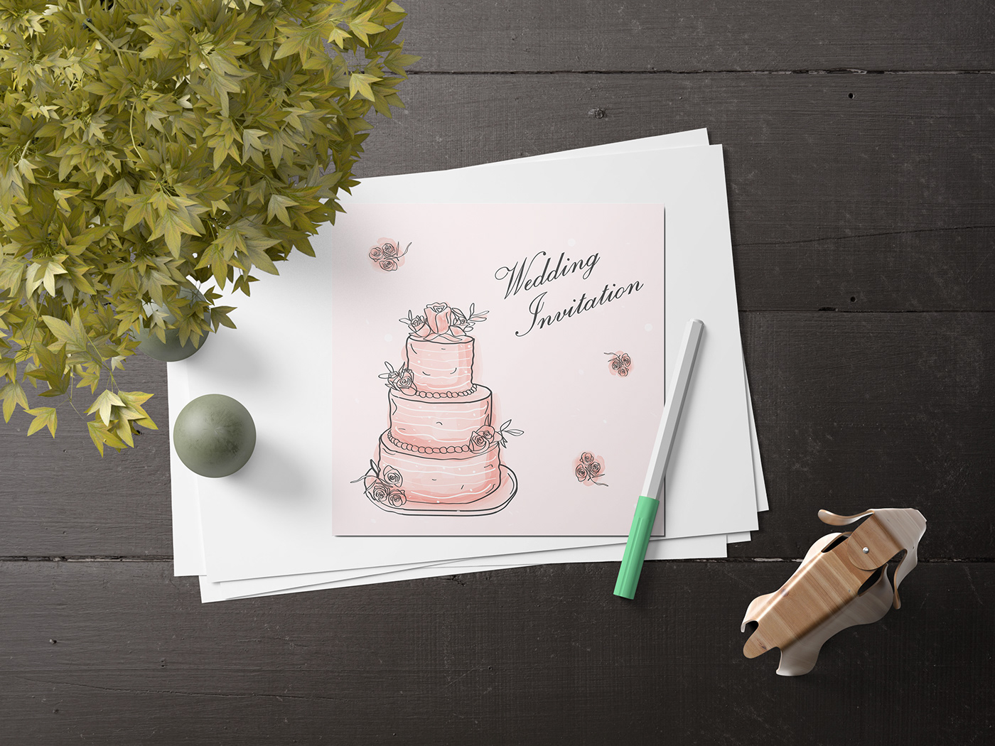 wedding invitation card Invitation invite wedding floral botanical watercolor Drawing  Digital Art 