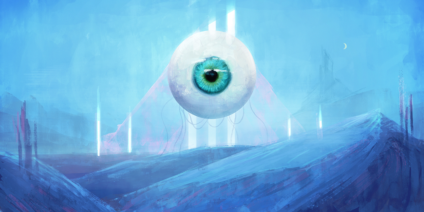 digital painting eye fantasy game surreal ILLUSTRATION  painting   freaky blue Landscape