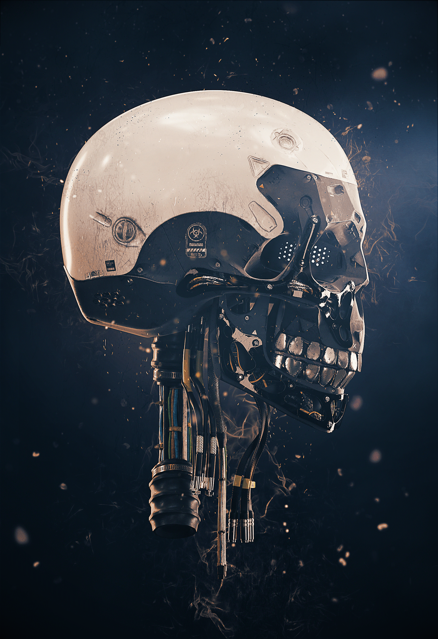 Cyborg mech Cyberpunk Render 3D robot Mechanic skull