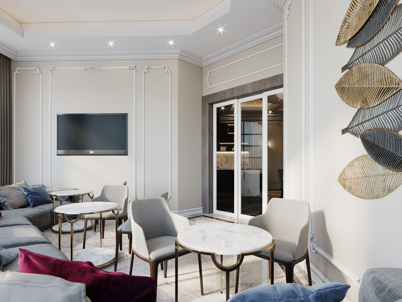 elegant luxury Marble neo classic UAE Villa wood