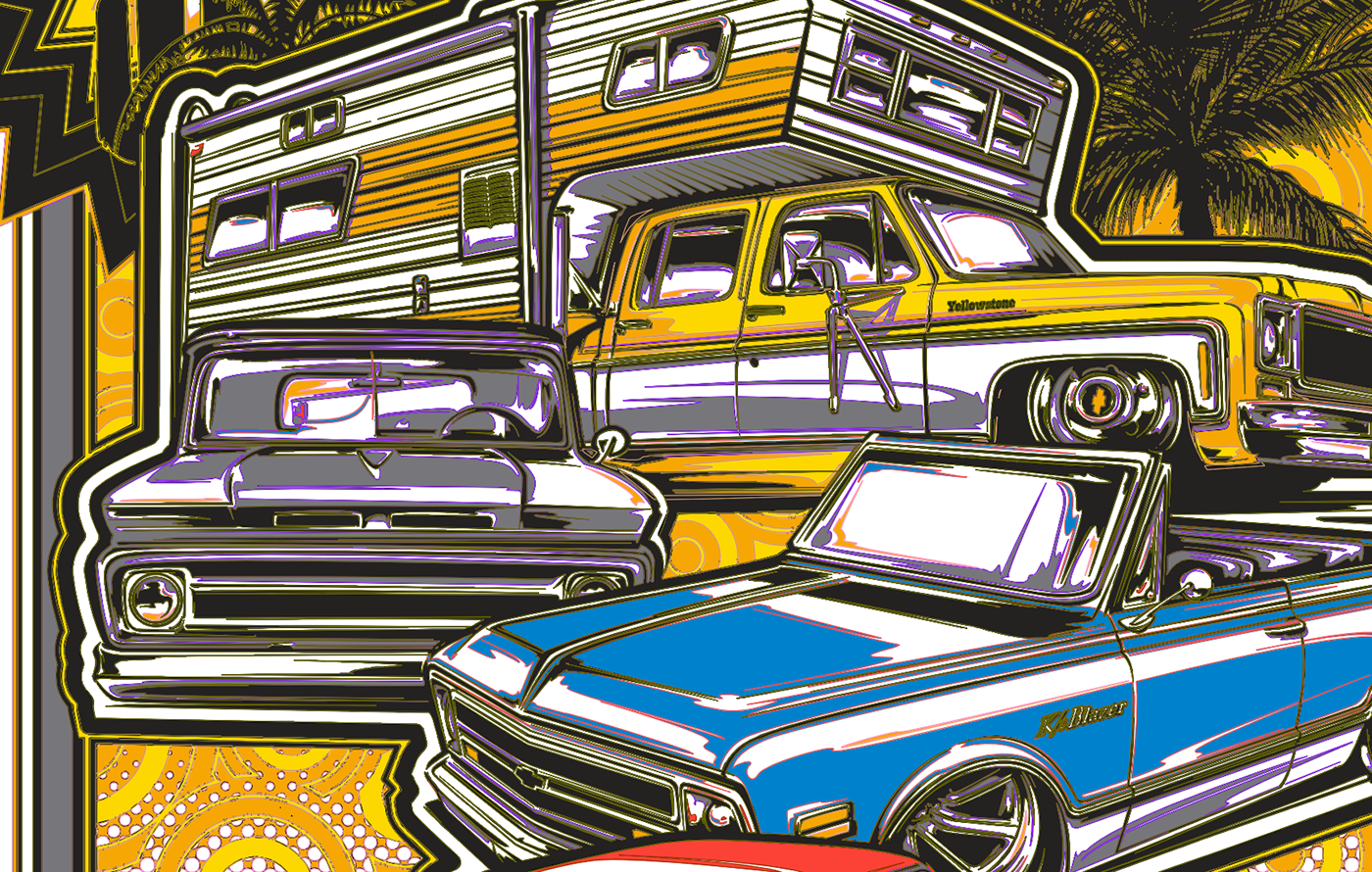 automotive art Illustrator ILLUSTRATION  apparel poster Promotion Truck graphics