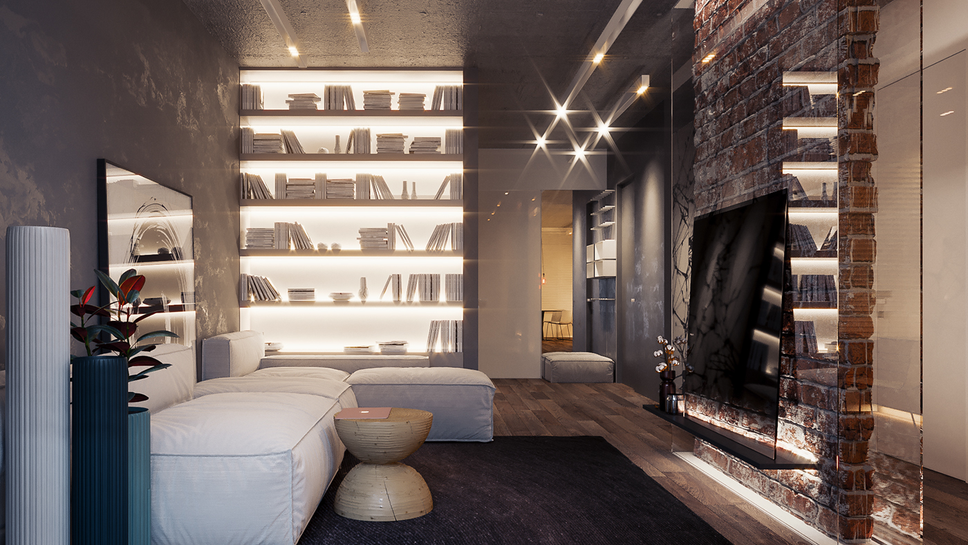 coronarenderer design Interior flat bedroom minimal living