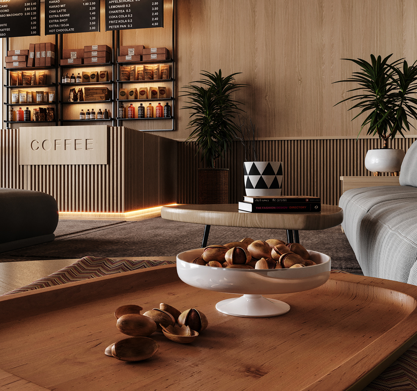 3ds max architecture cafe Coffee Interior Kafe minimal modern Render visualization