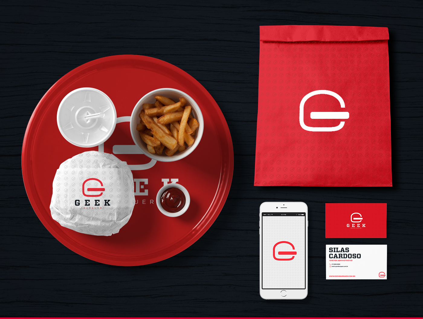 burger restaurant Geek Burguer diner Food  logo red brand