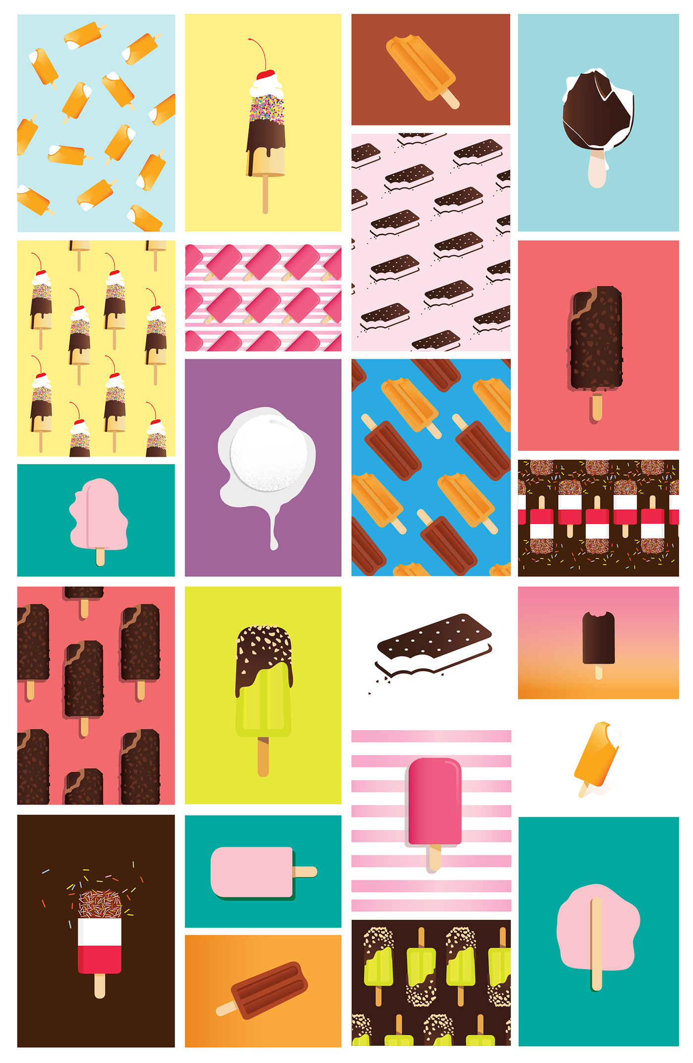 ice cream vector summer ILLUSTRATION  graphic digital pop Colourful  shapes