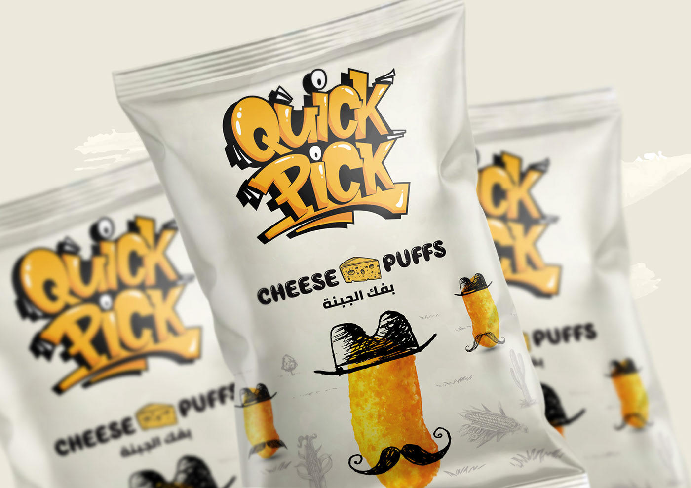 snacks Packaging branding  corn chips Quick Pick logo Food  design typography  