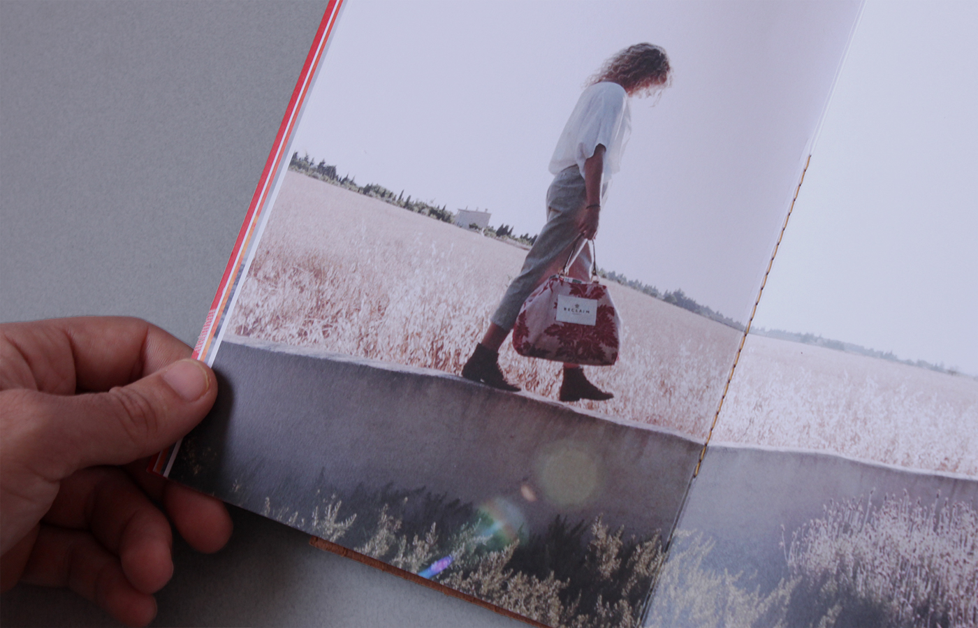 leather print saddle-stitch brochure Lookbook Sustainability