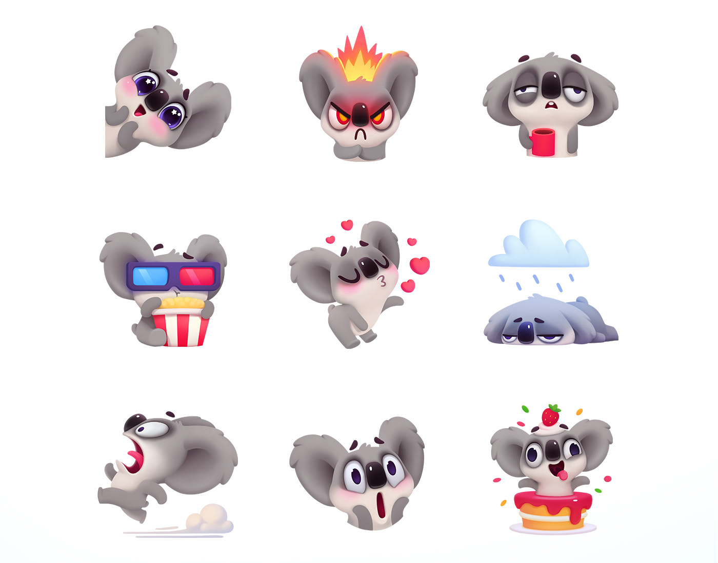 stickers koala cartoon Character sticker.place imessage Stickerpack Fun Emoji bear