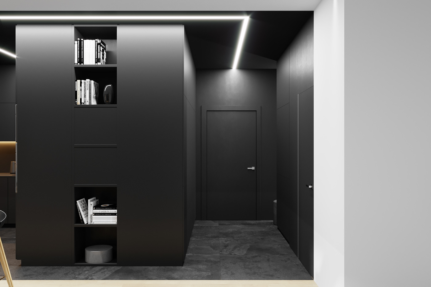 Interior black White home apartament minimal