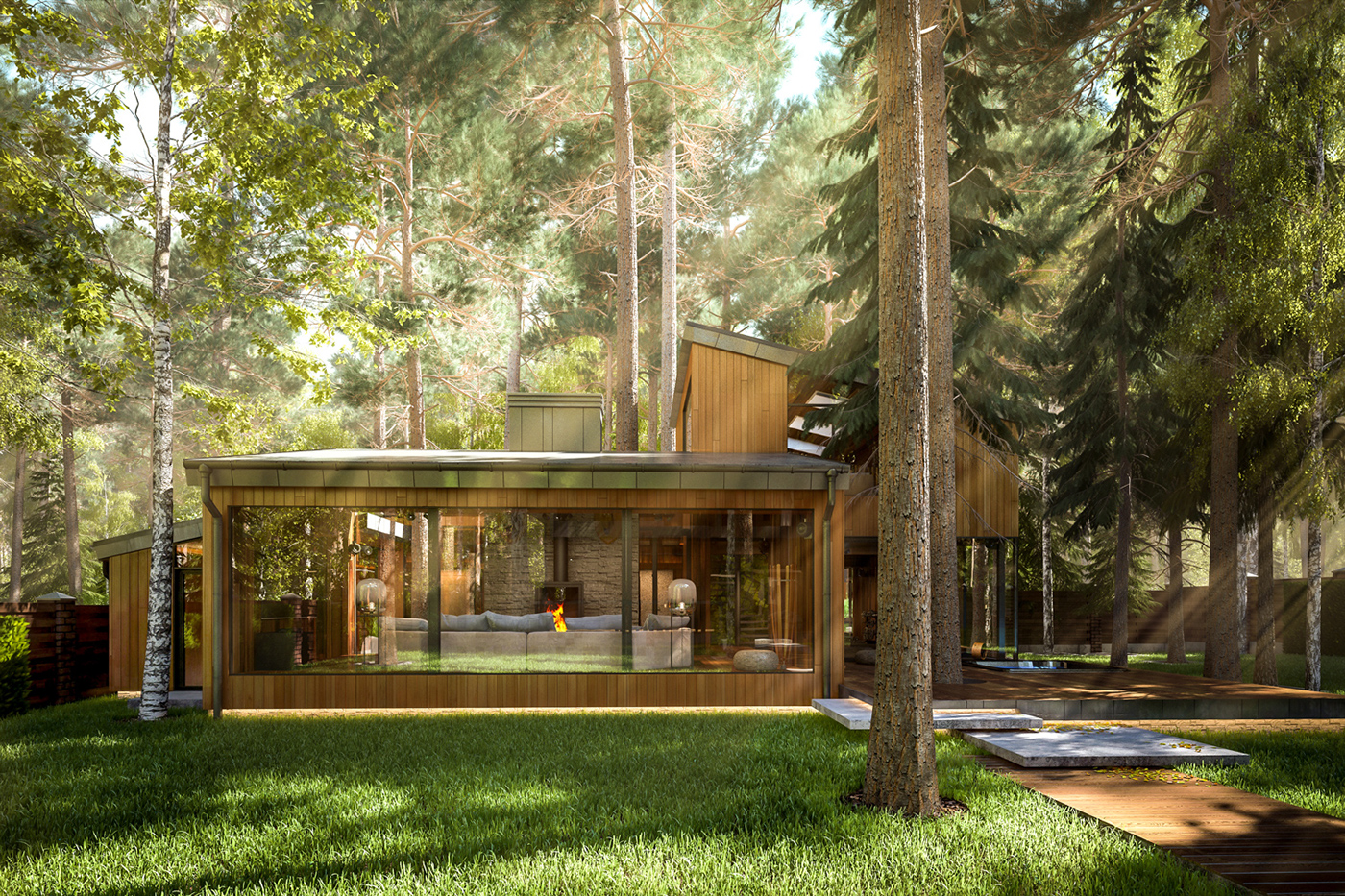 exterior forest Spa pine Landscape eco house