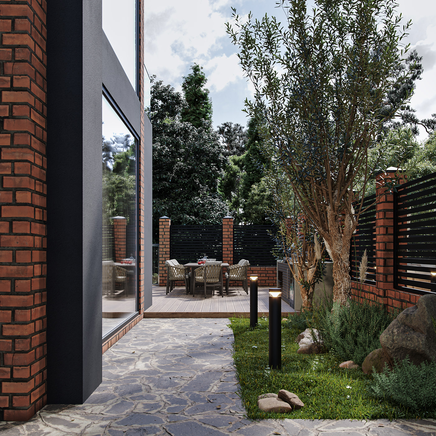 3D 3dsmax archviz brick CGI CoronaRender  Cottage exterior house Outdoor