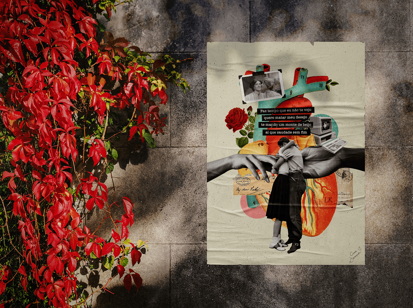 art Art Director colagem digital collage hug Love photoshop poster Saudade quarentena