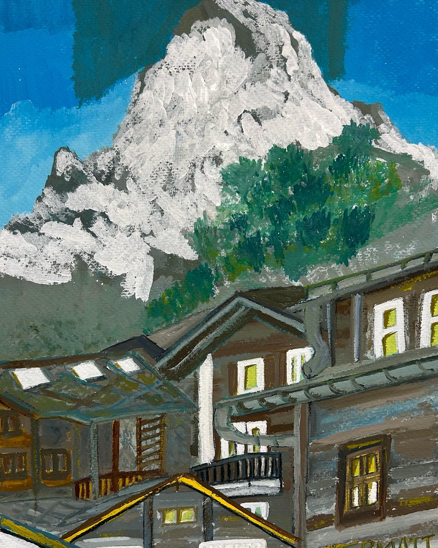 100dayproject architecture arcylicgouache artwork dailydrawing ILLUSTRATION  illustrationdail Switzerland zermatt
