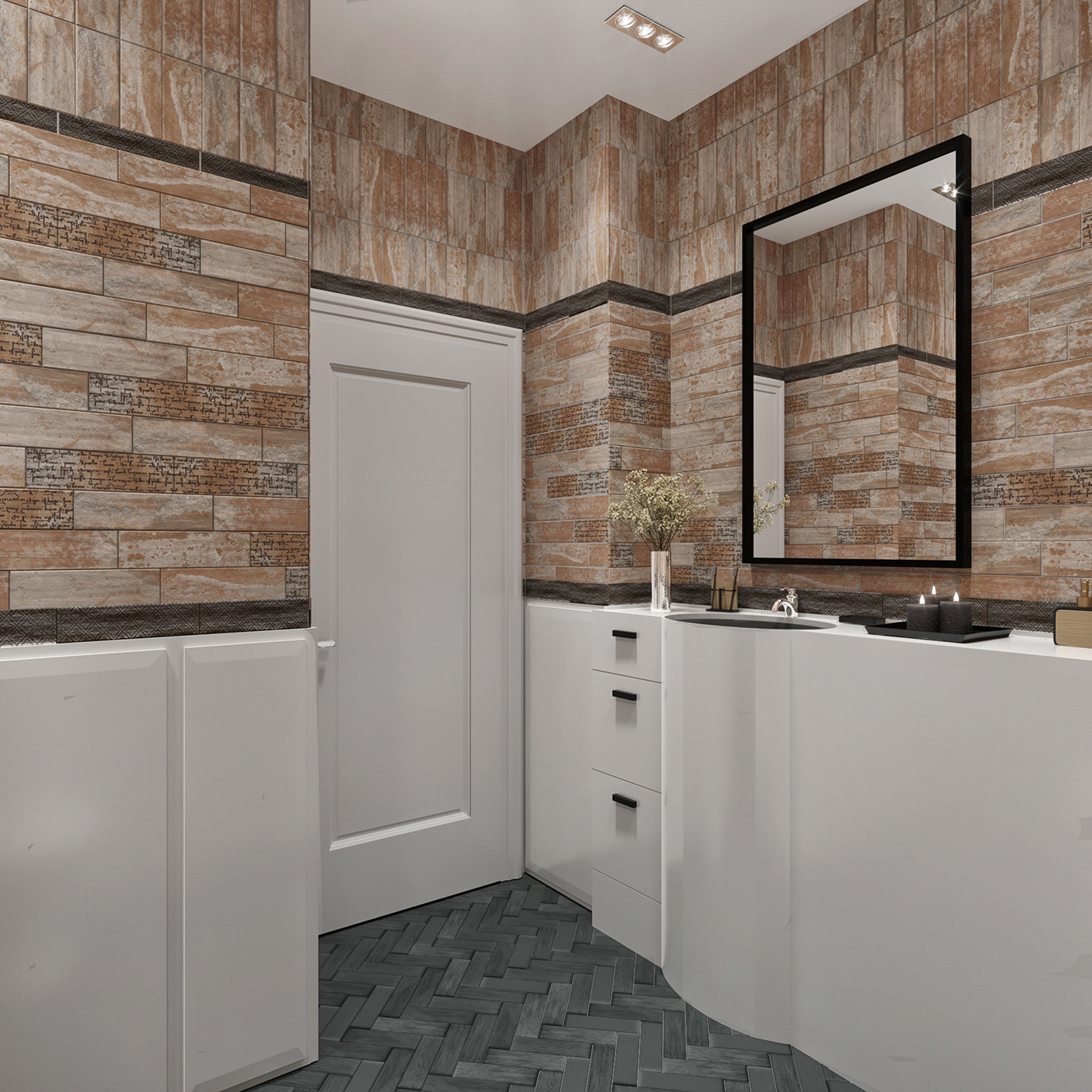 bathroom comfort italian tiles warm colors