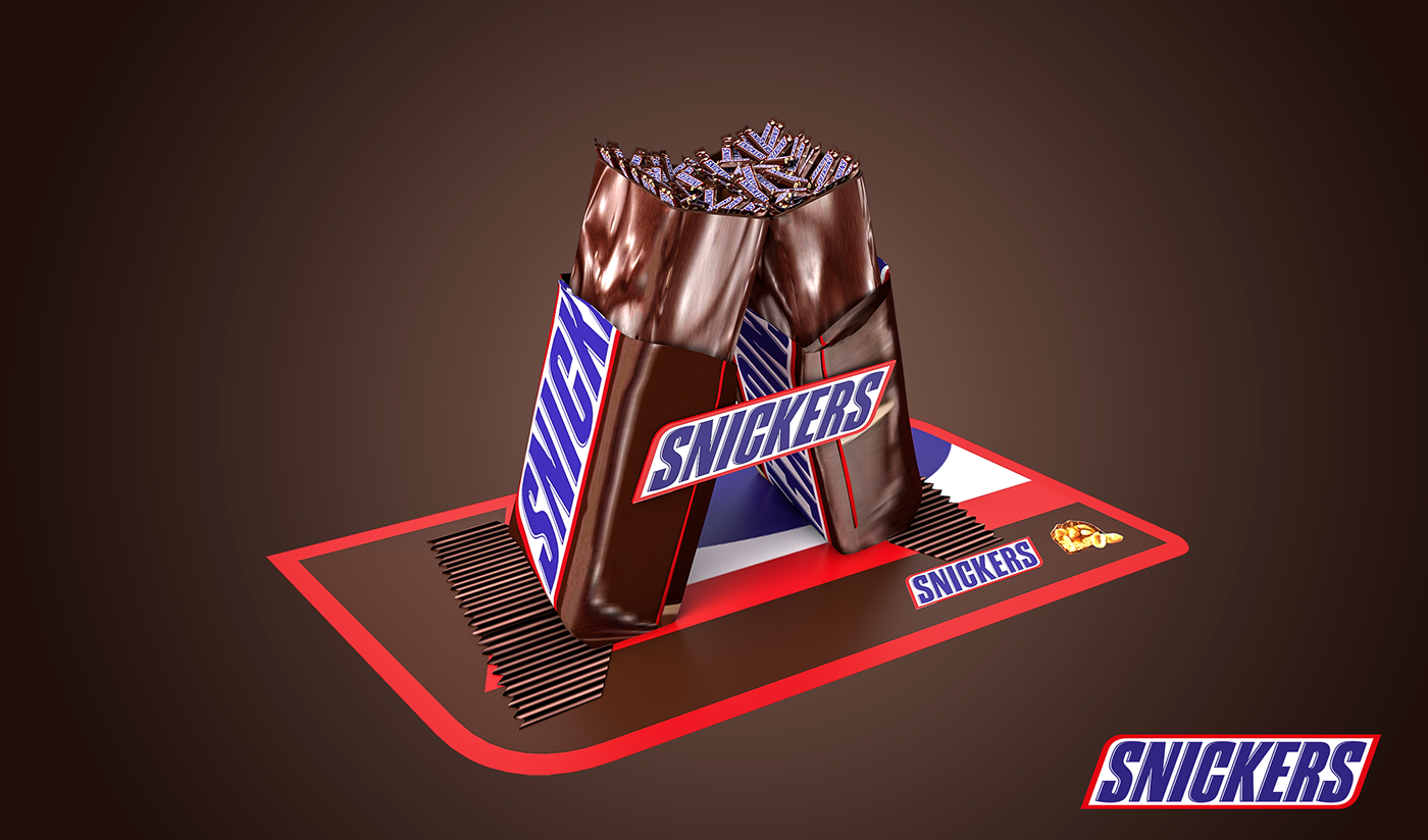Snickers pos posm Display counter candy bar design DUO DESIGN