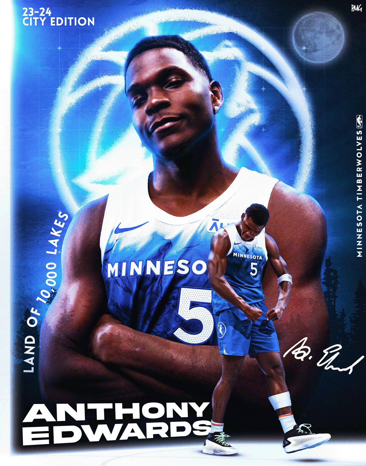 NBA NBA Art NBA design basketball basketball design sports Sports Design minnesota timberwolves Anthony Edwards graphic design 