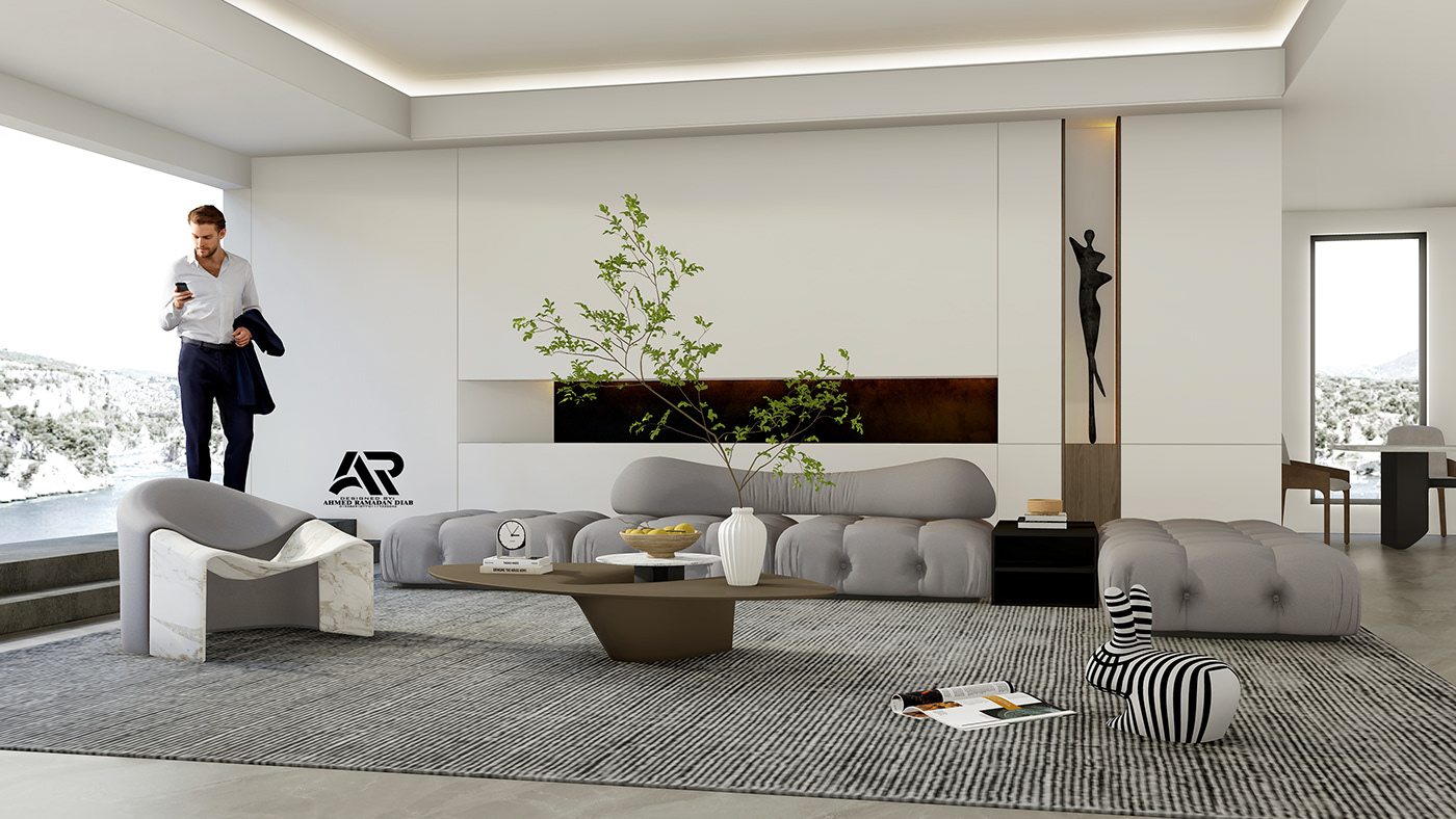 architecture ceiling Interior Logo Design modern Render sofa