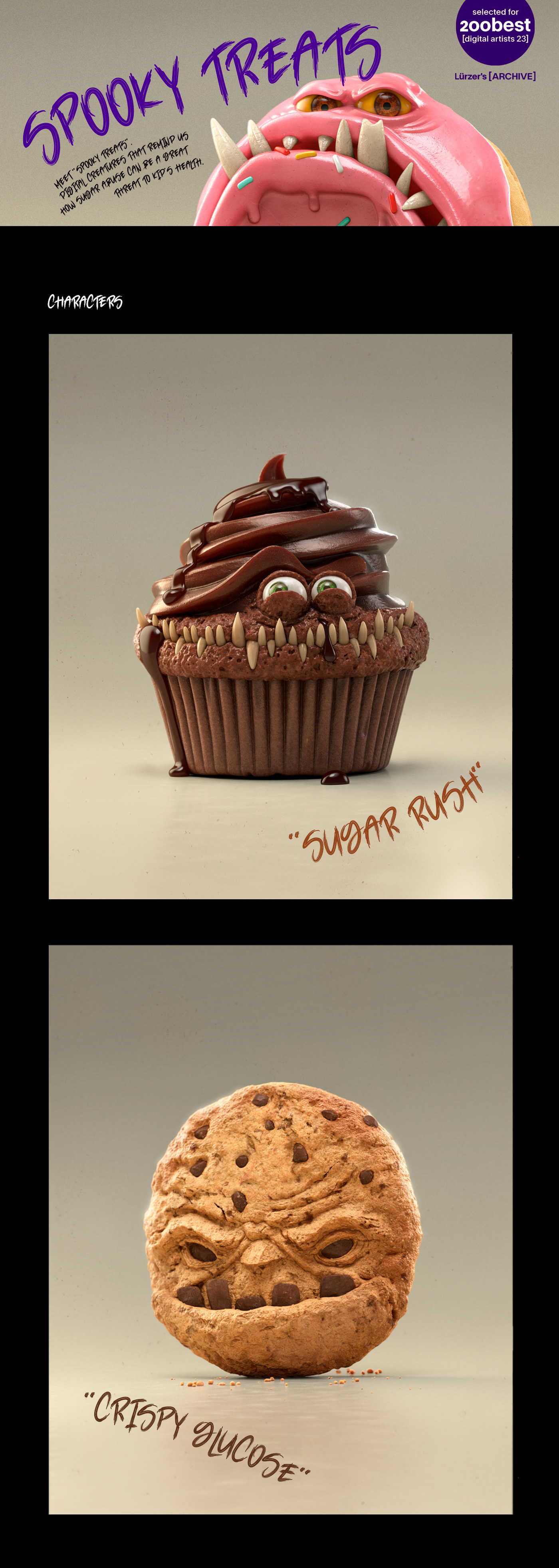 3dFood blood sugar Character design  chocolate cookie cupcake diabetes dohnut Halloween Health