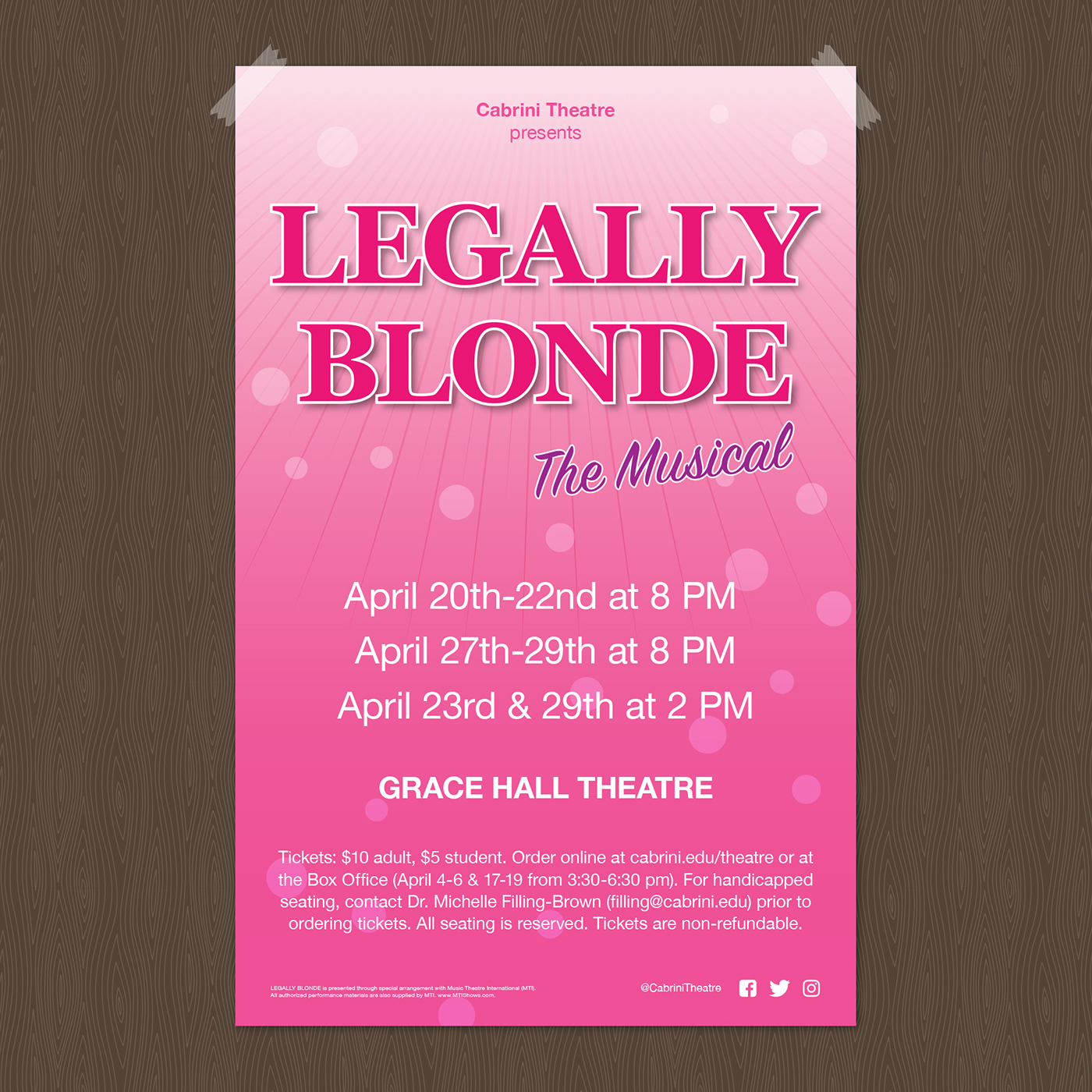 Theatre theater  pplaybill poster social media legally blonde