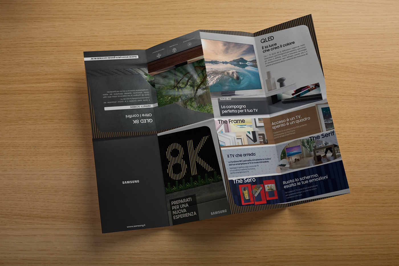 Samsung galaxy cartoline flyer brochure map print typography   QLED 8K