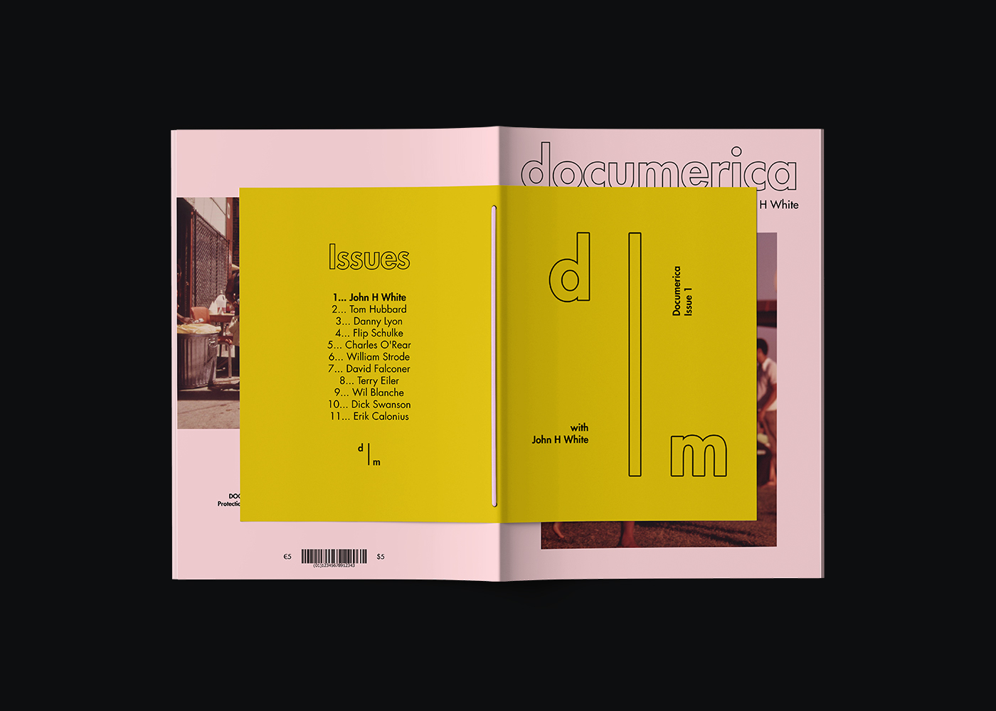 print editorial design  book magazine documerica journalism   Photography  pink yellow typography  