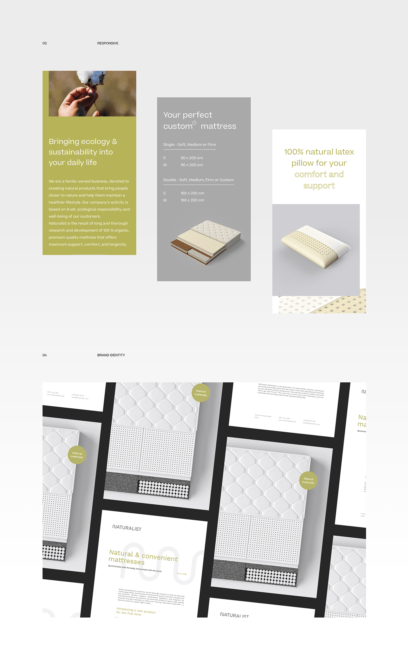 art direction  branding  clean mattress natural Packaging Sustainable UI visual identity Web Design 