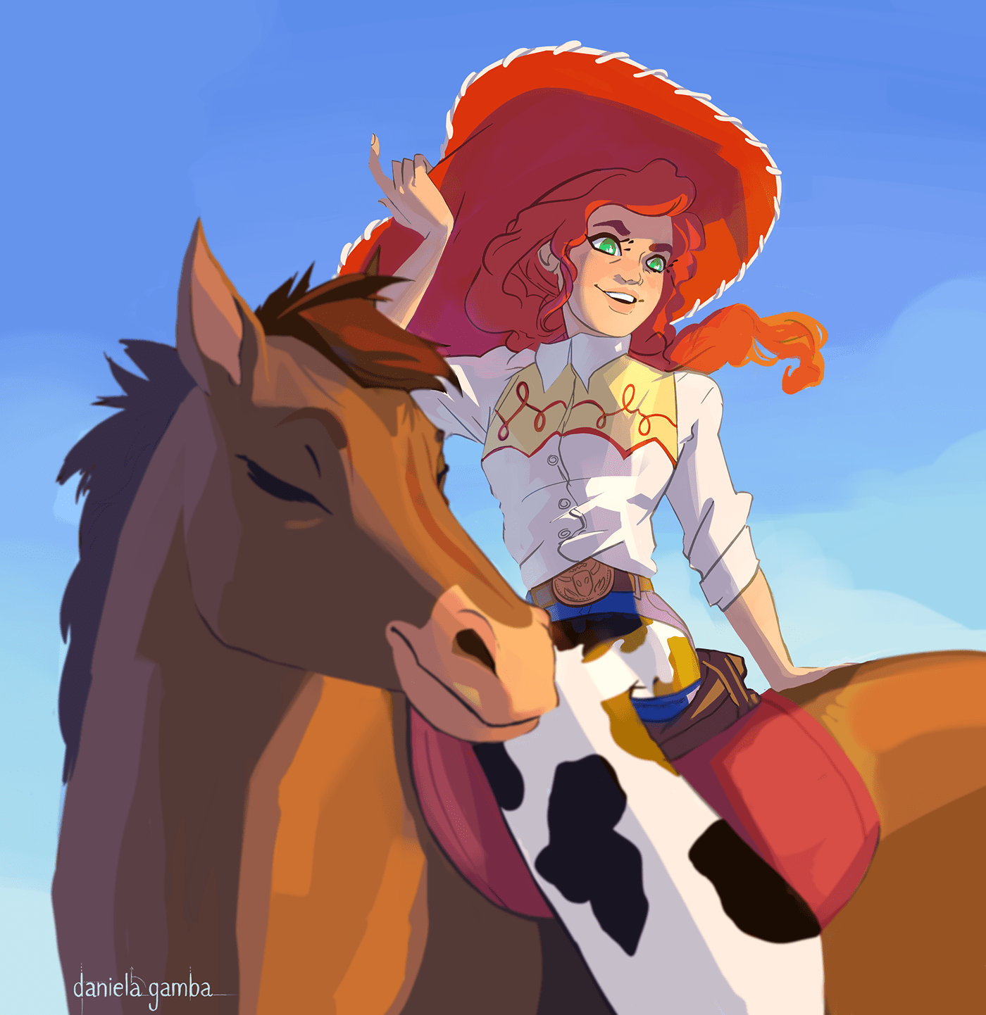 Character design  cowgirl Digital Art  digital painting fanart horses toy story