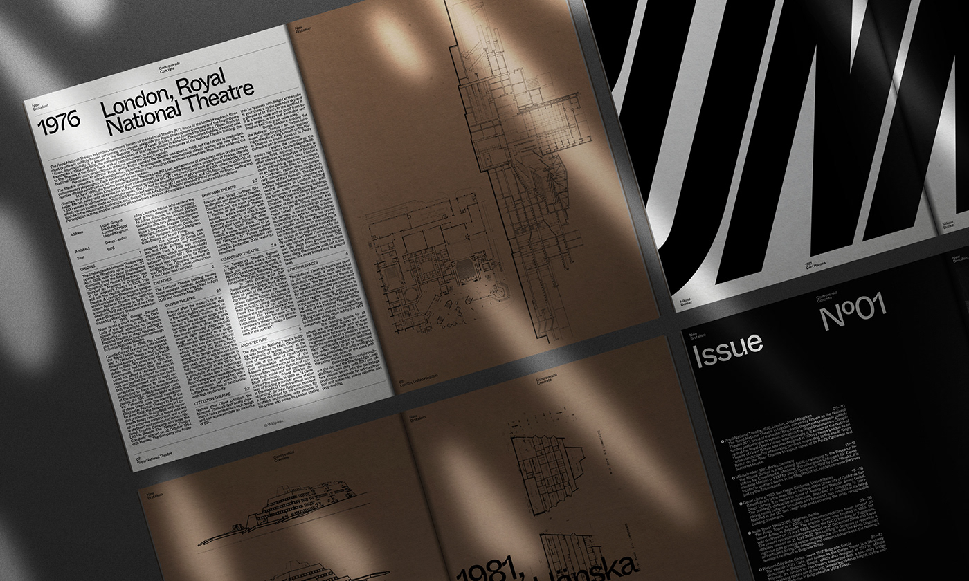 architecture Booklet Brutalism editorial graphic design  magazine concrete grid typography   print