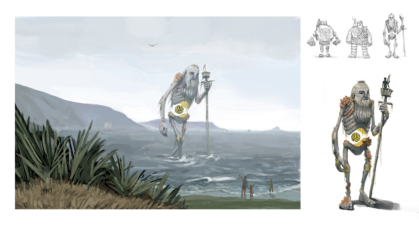 fantasy Character design  Creature Design nautical rock giant Magic   Ocean guardian Shipwreck
