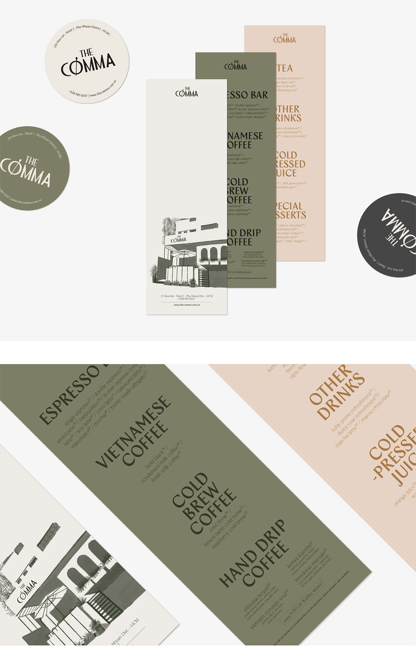 branding  cafe Coffee ILLUSTRATION  Packaging the comma