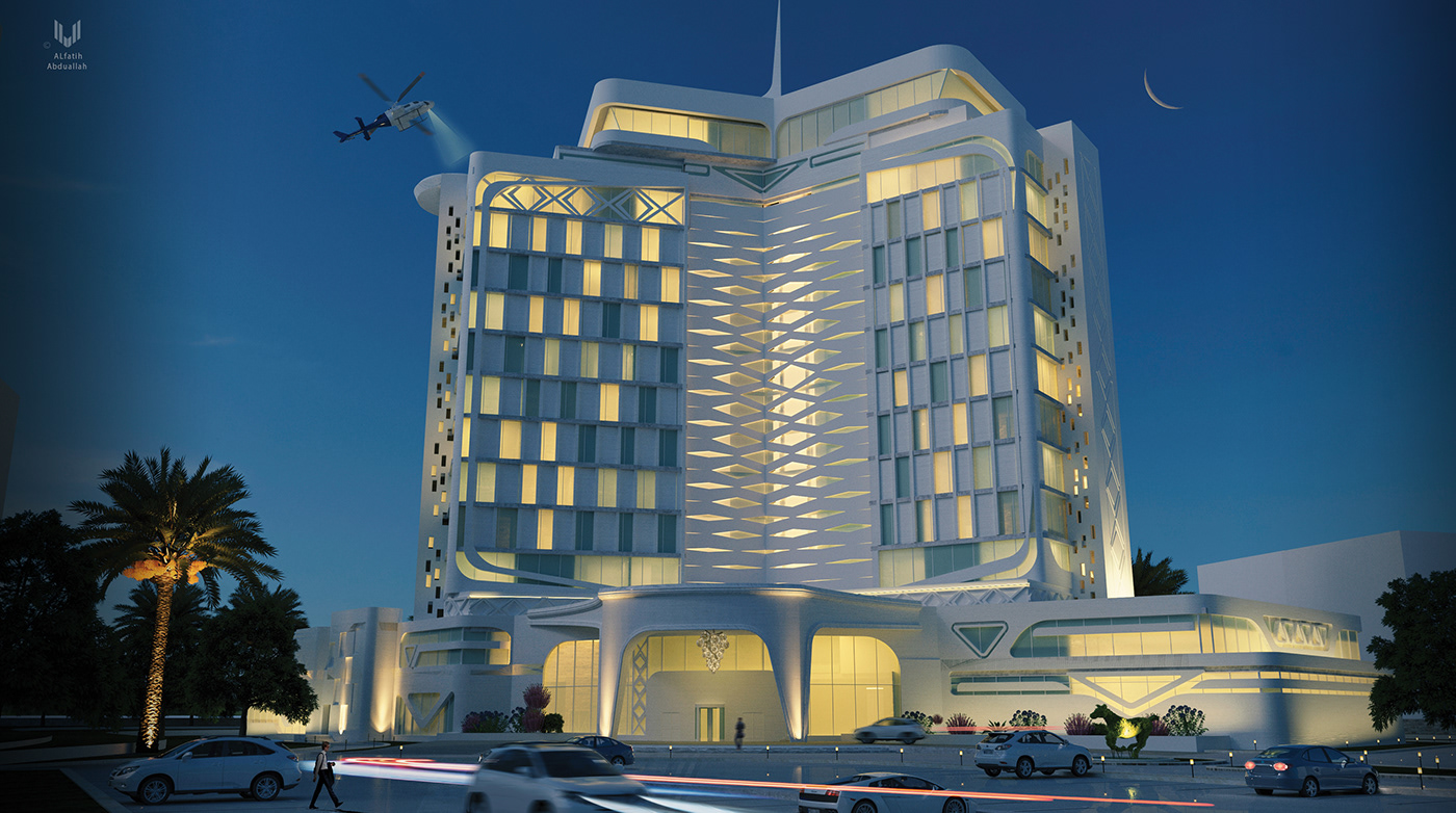 hotel 5 star hotel hotel project Sana'a yemen archietcture 3dsmax revit photoshop vray3.6