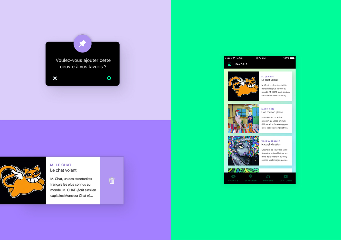 mobile application UI ux purple green gradient