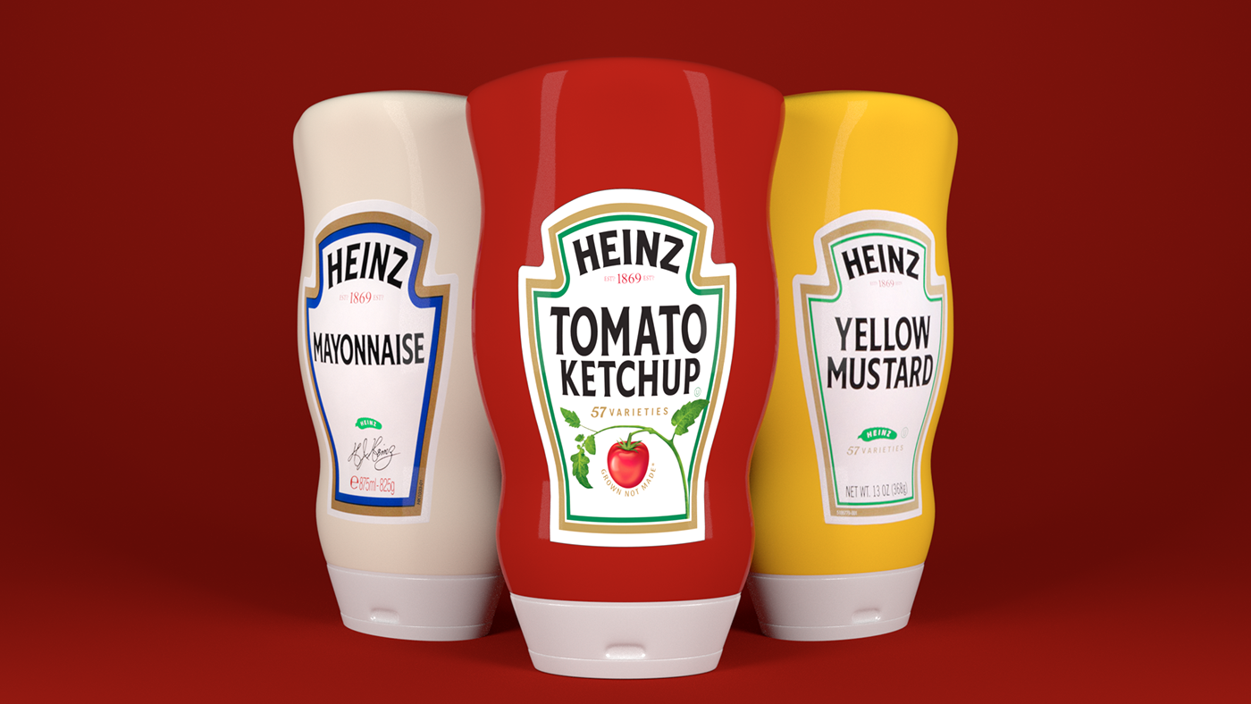 bottle Packaging hienz ketchup mayonnaise mustard Advertising  product design  animation  graphic design 