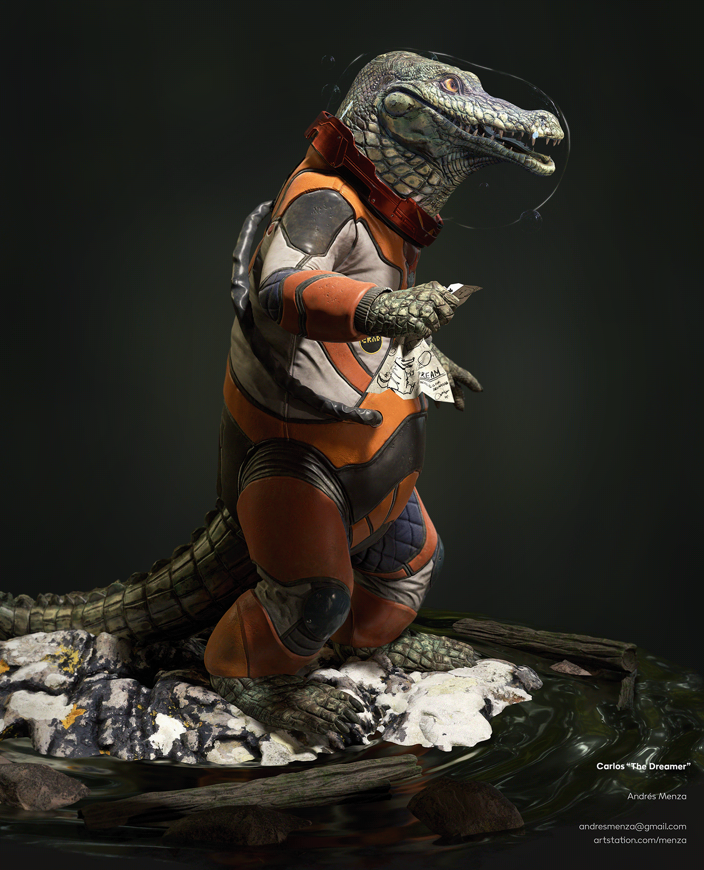 cartoon charater design 3dcharacter cocodrile 3dmodeling Zbrush creature