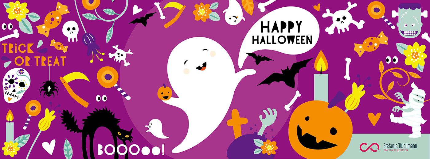design Halloween ILLUSTRATION  seasonal greetings trick or treat vector