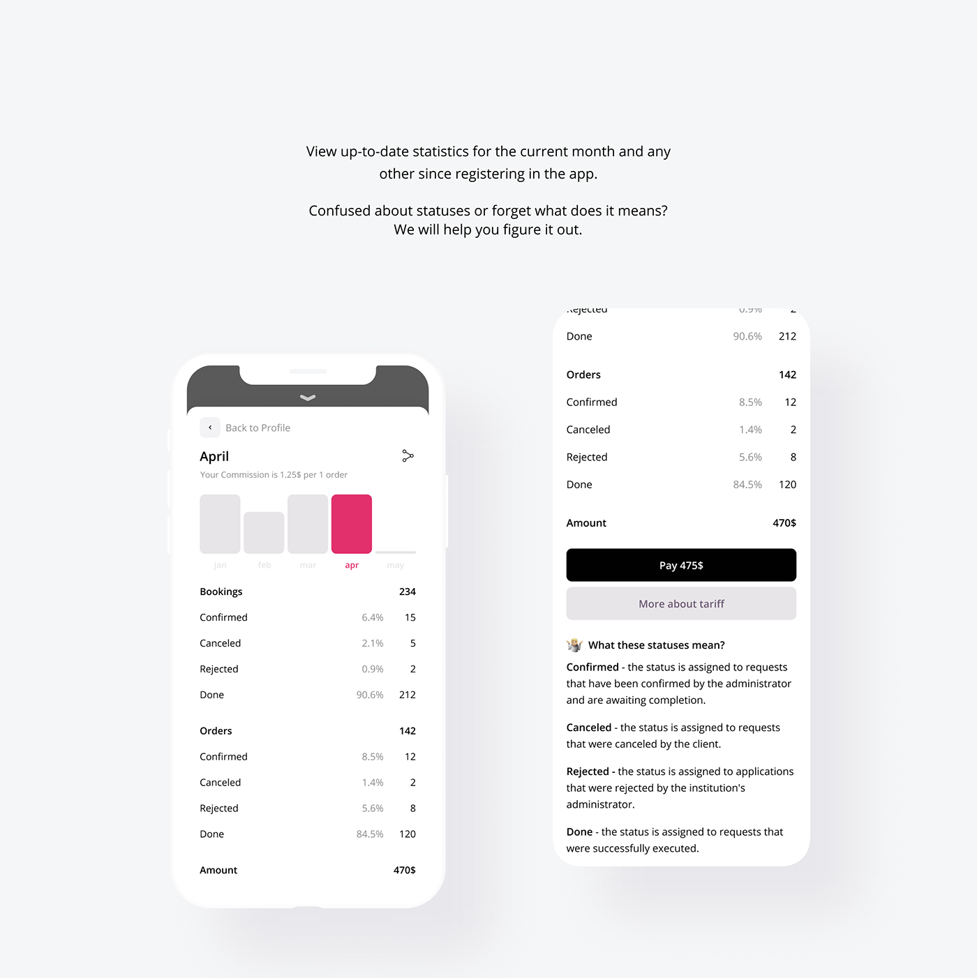 app Booking bussiness clean minimal mobile UI ios screens ux