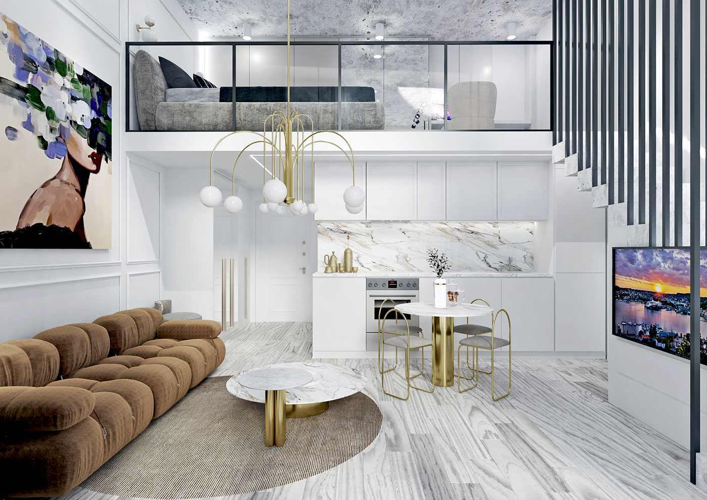 architecture design furniture Interior interior design  LOFT modern professional Render visualization