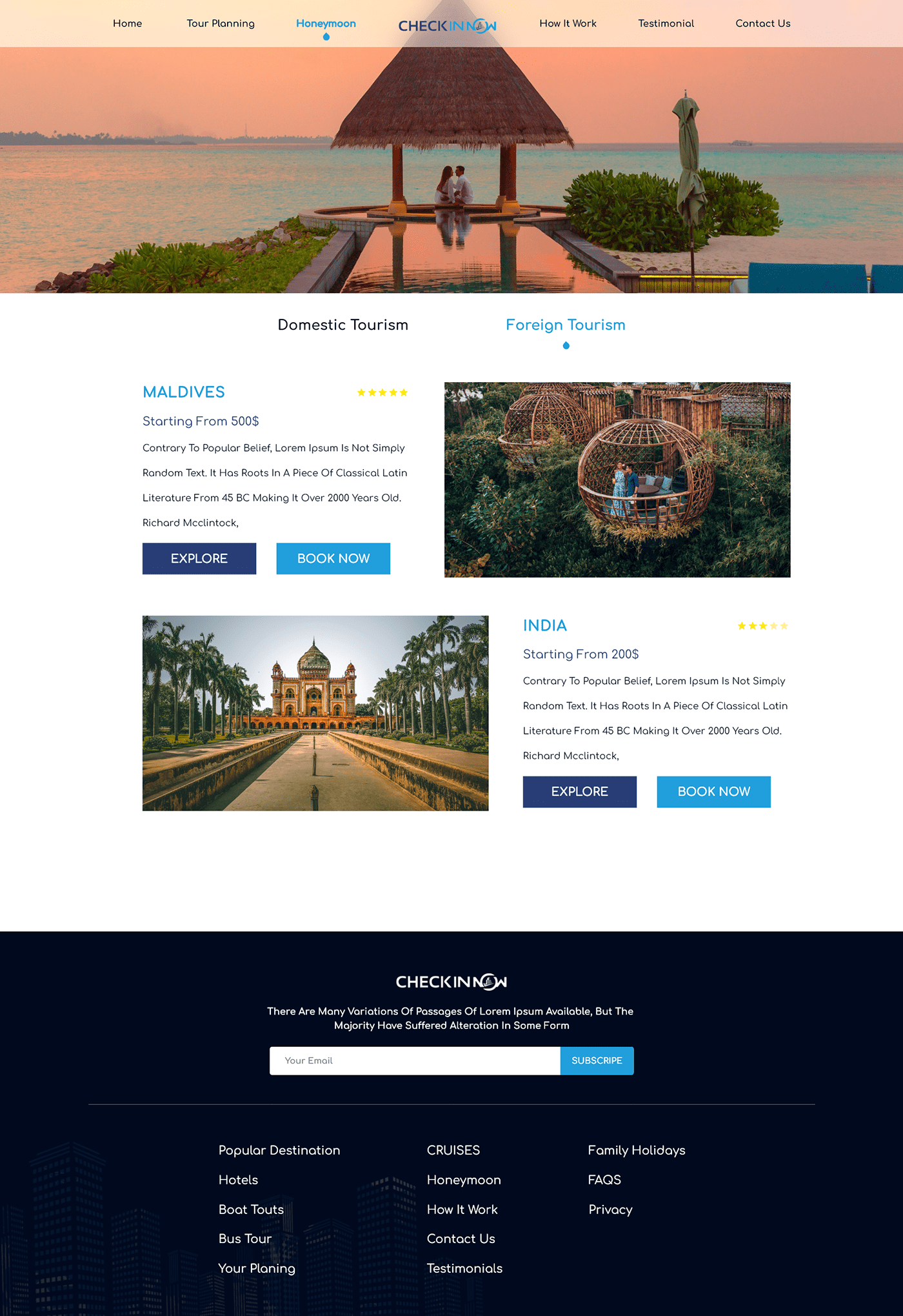 adobexd booking website design landing page tourism website ui design UI/UX user interface Web Design  Website Design