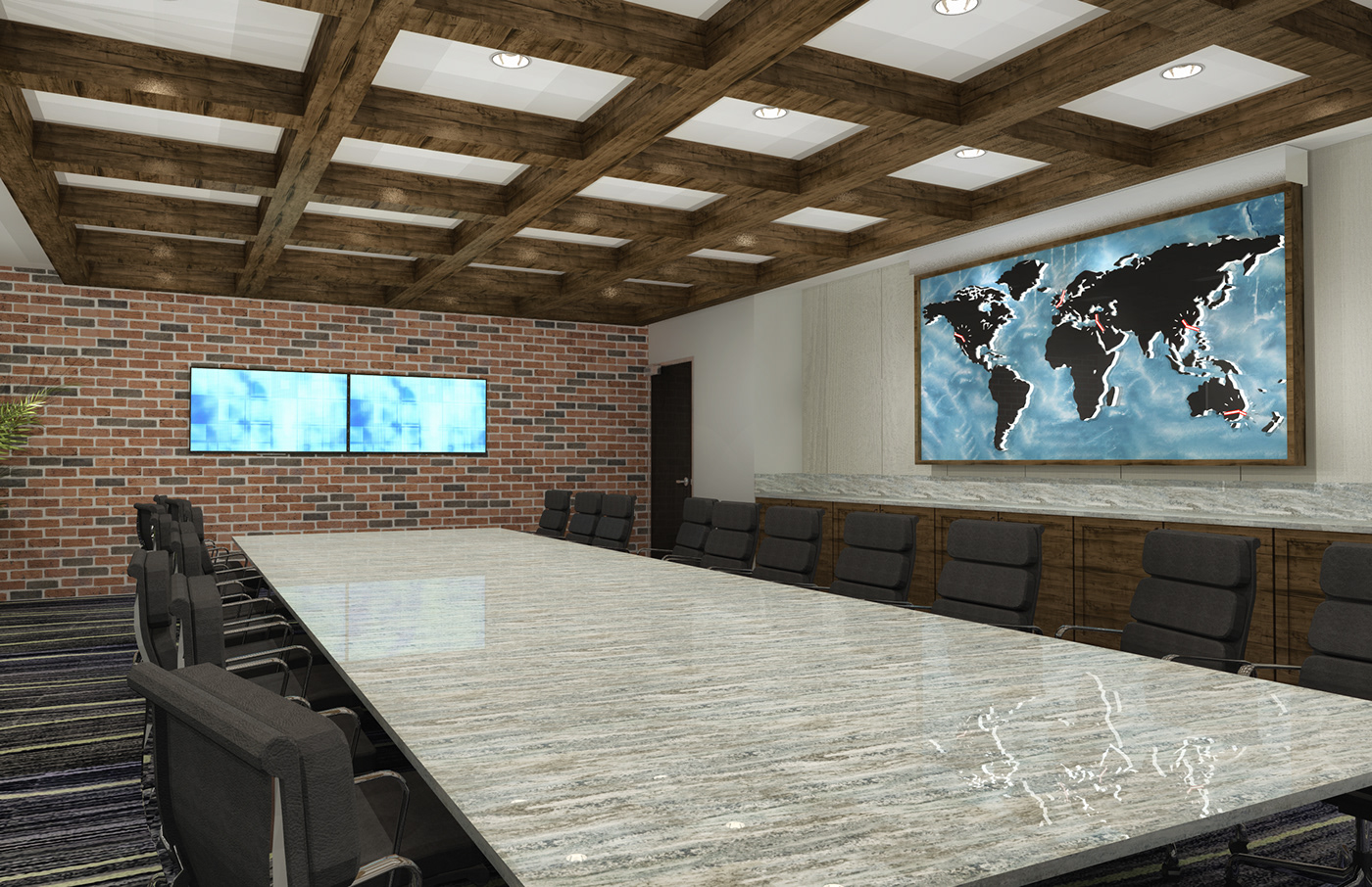 conference room interior design  world clock