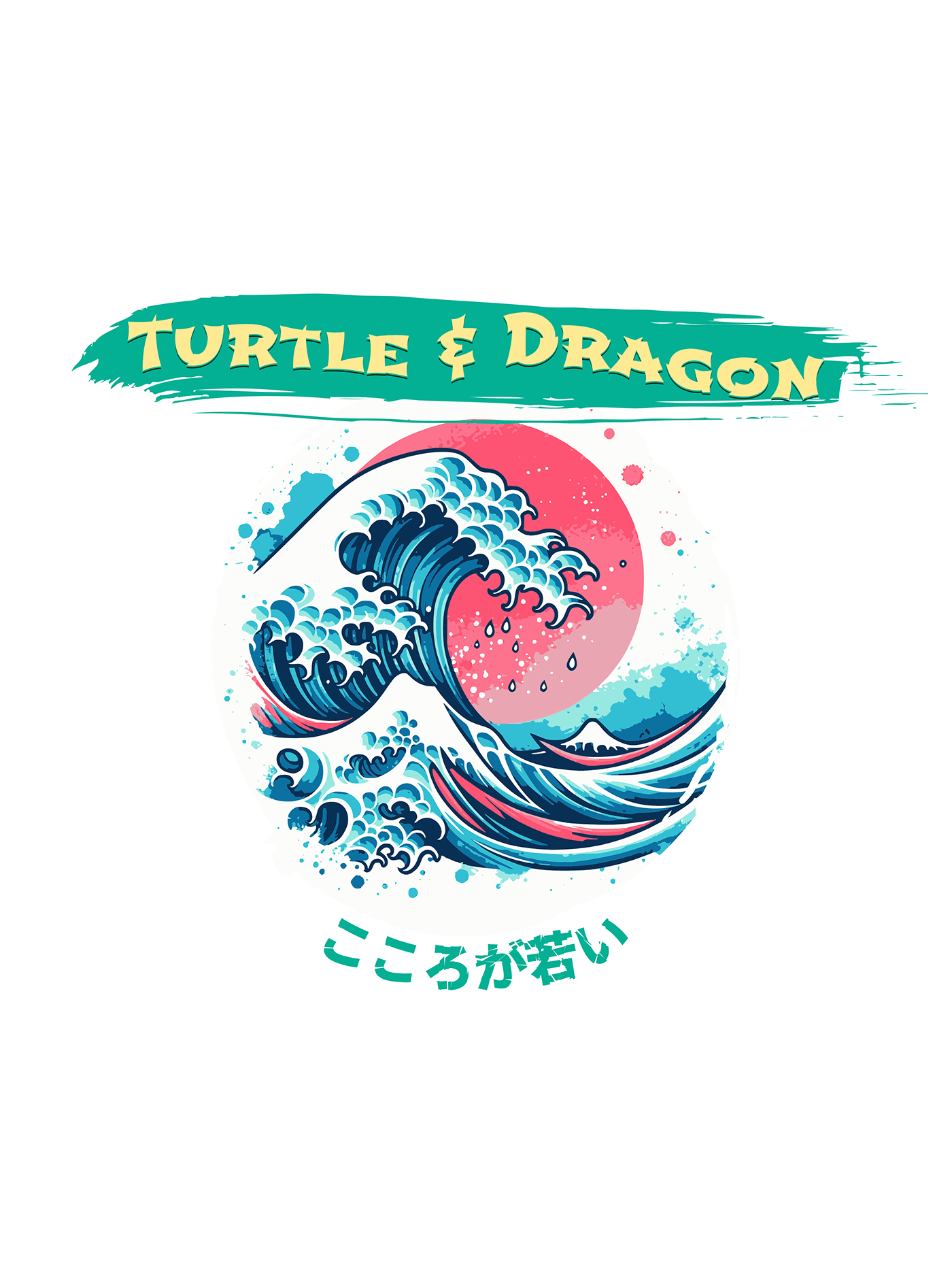 Turtle dragon surfing surfboard surfer waves Tshirt Design harajuku apparel brand identity
