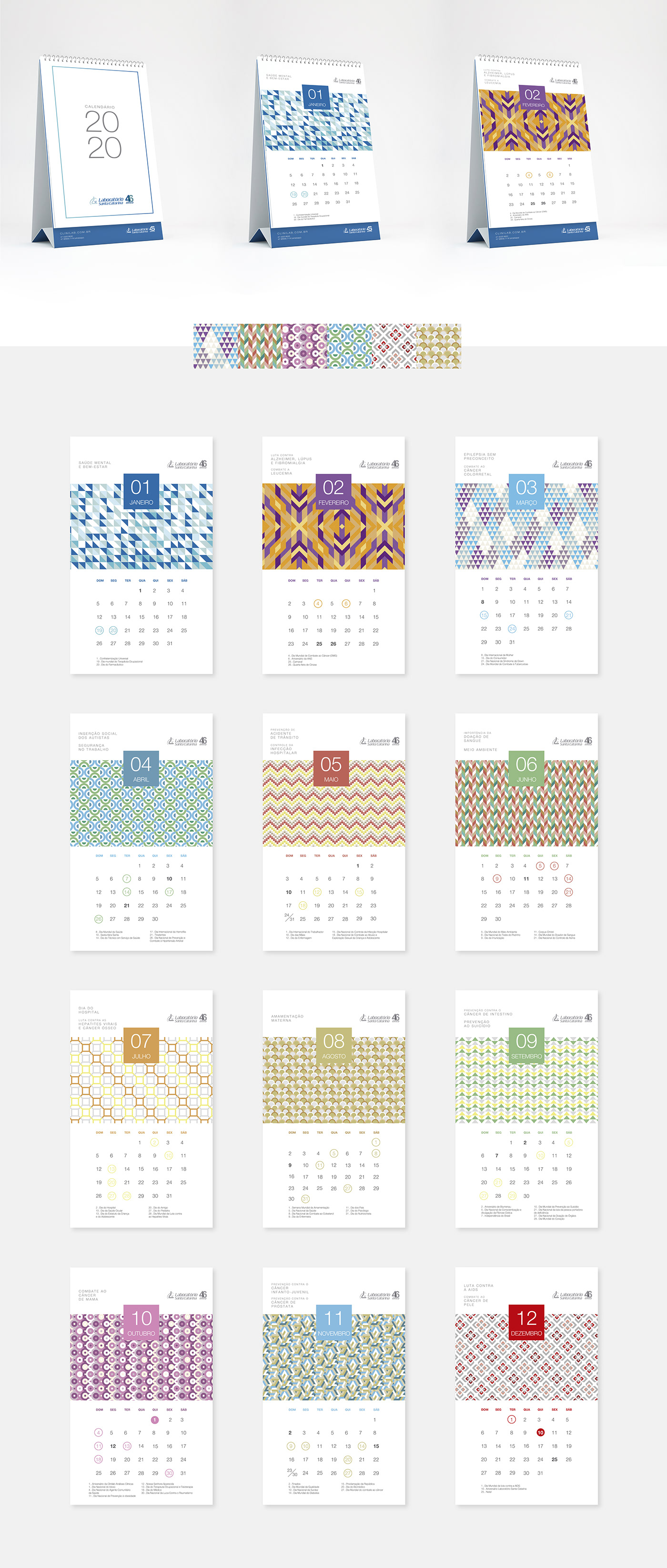 calendar calendario CALENDÁRIO 2020 Calendário de Mesa clinilab design gráfico graphic design 