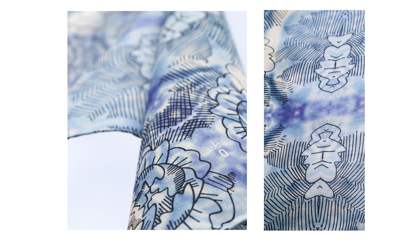 pivoine floral scarf foulard bleu Magali Pagnier mode èthique Surface Pattern my haut doubs fabrication française SLOW FASHION print and pattern