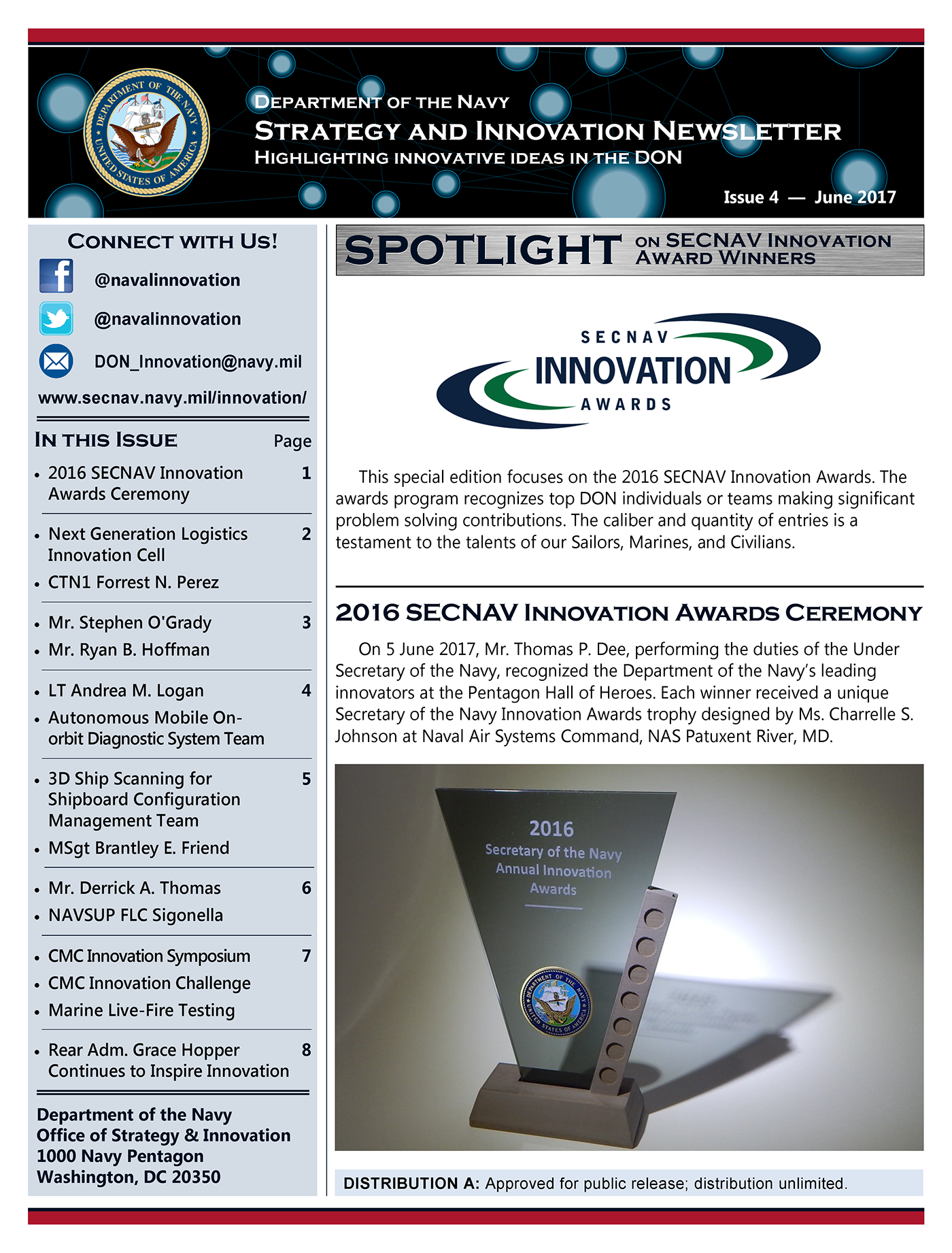 navy innovation graphic design  branding  newsletters strategic communications dod don